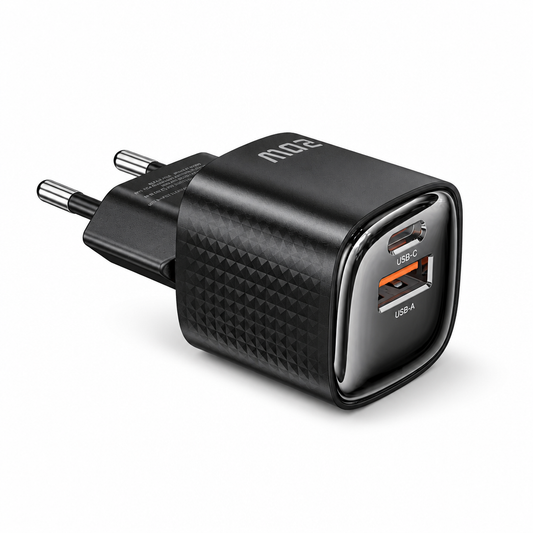 20W GaN Fast Charger – Dual Port USB-C + USB-A