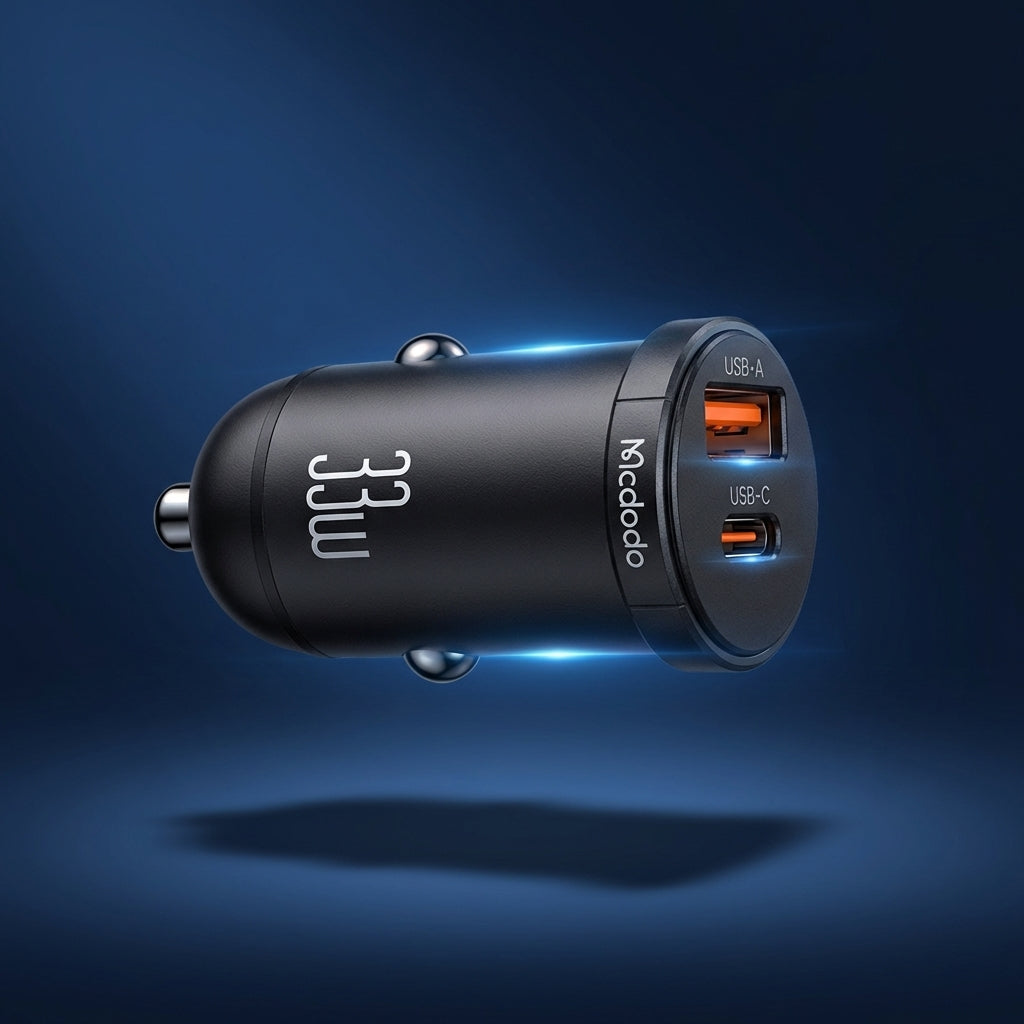 33W Fast Car Charger - USB-C + USB-A Dual Port